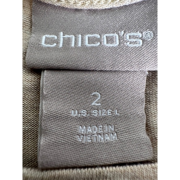 Chico's Palm Tree Beach Beige T-Shirt Women's Size‎ L US Size 2 - Picture 5 of 7